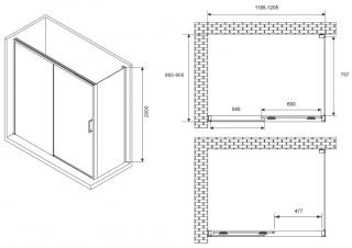 Душевой уголок ABBER Komfort AG93120-S92 120x90см хром